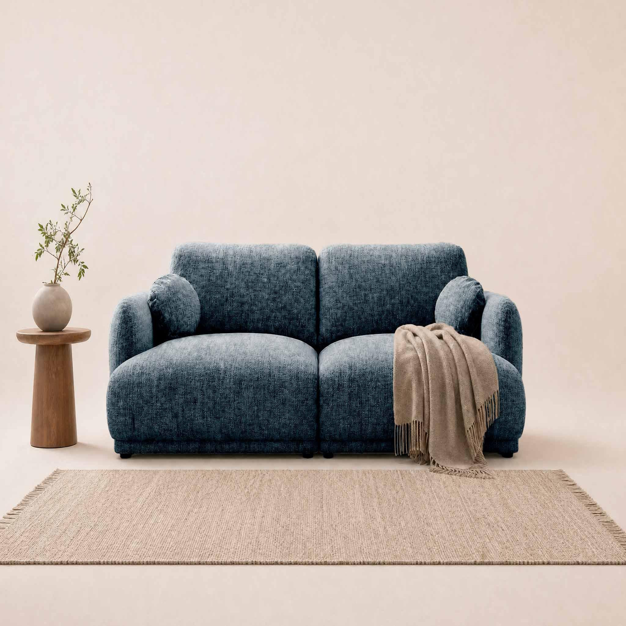 Voir la diapositive 2 : BEST MOBILIER Pietro - canapé droit 3 places en tissu texturé