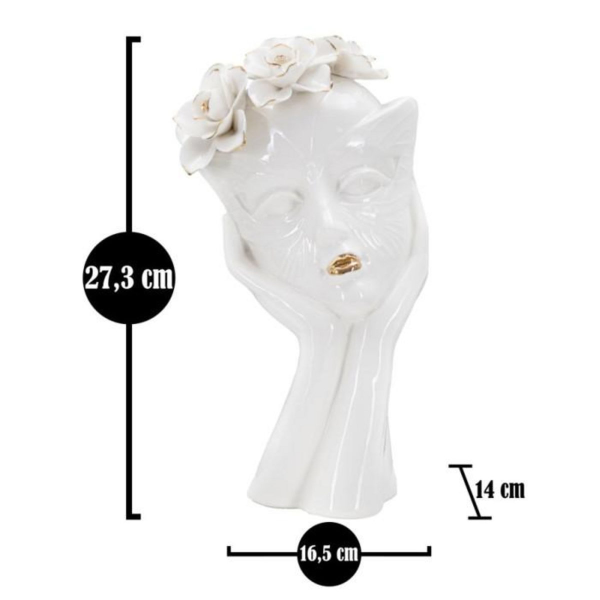 Paris Prix Vase Déco en Porcelaine  Woman Mask  27cm Blanc