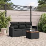 VIDAXL Salon de jardin 4 pcs avec coussins noir resine tressee
