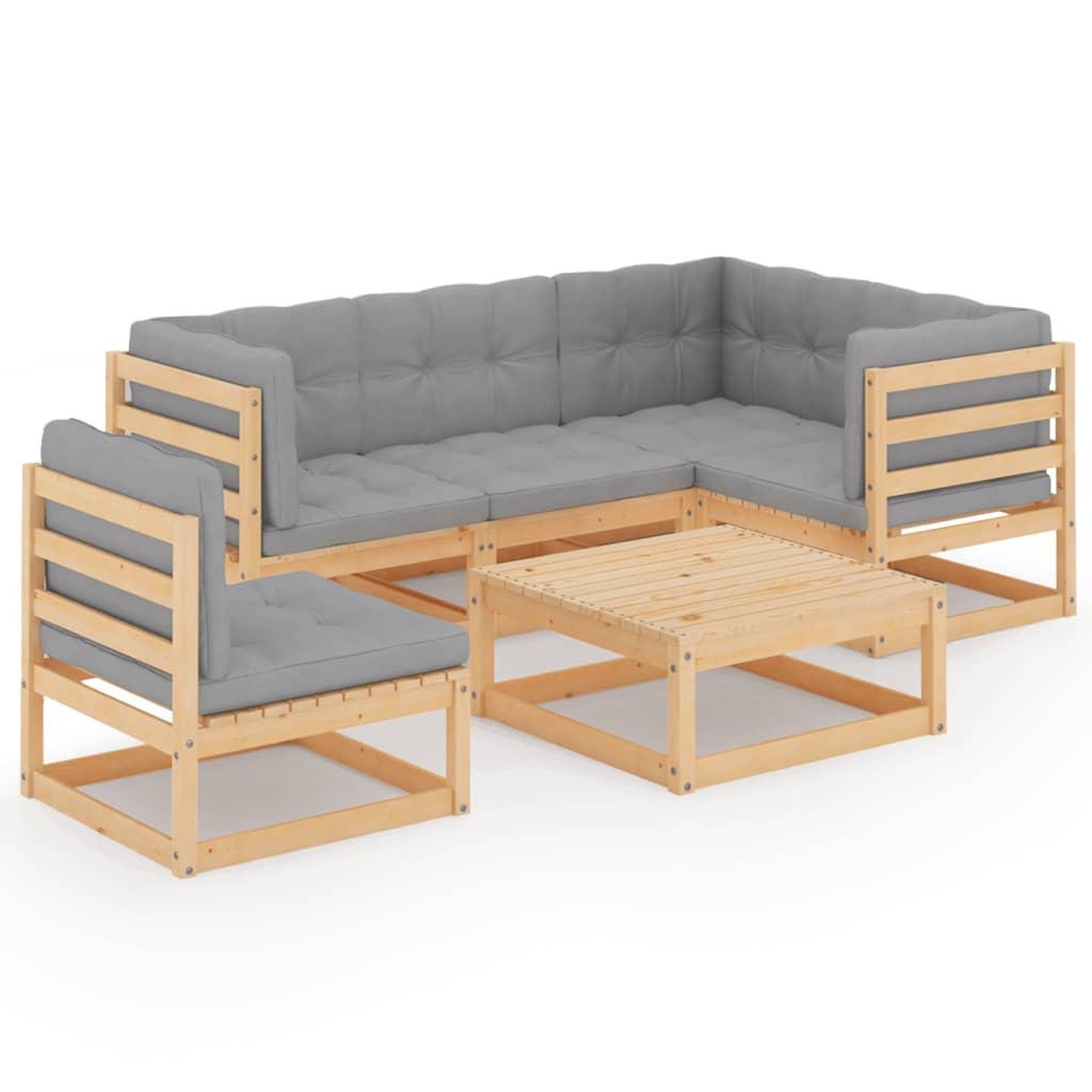 Voir la diapositive 2 : VIDAXL Salon de jardin 6 pcs avec coussins Bois de pin massif