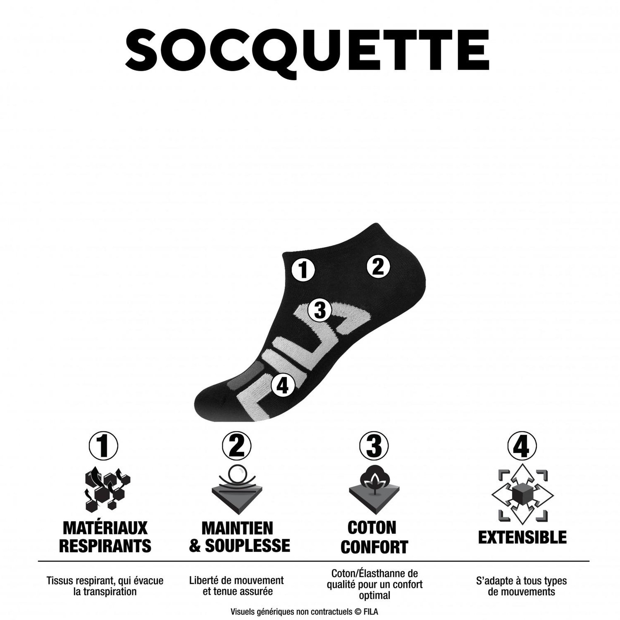Voir la diapositive 2 : FILA Lot de 6 paires de chaussettes socquettes homme 9199