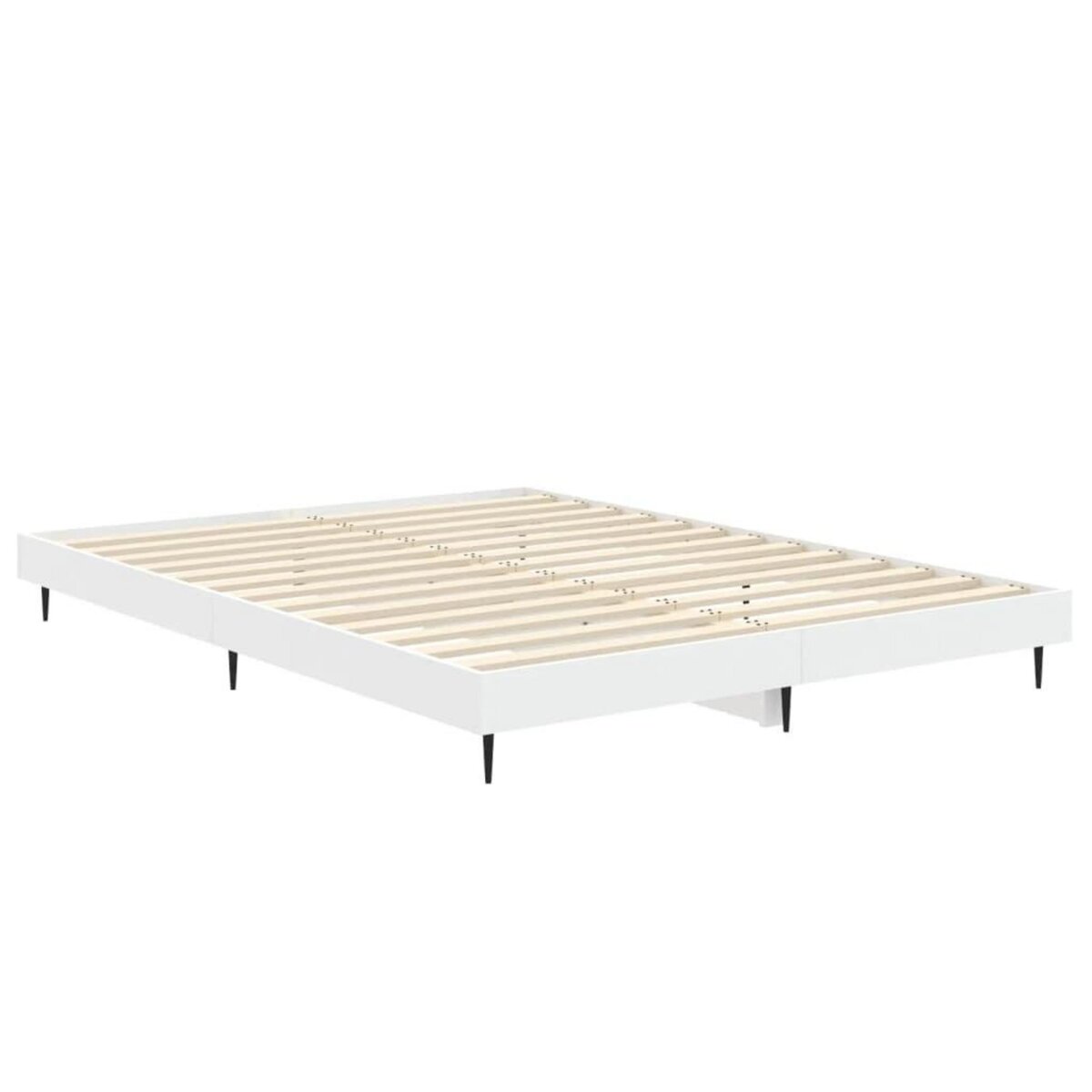 VIDAXL Cadre de lit sans matelas blanc 135x190 cm bois d'ingenierie