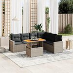 VIDAXL Salon de jardin avec coussins 7 pcs gris resine tressee