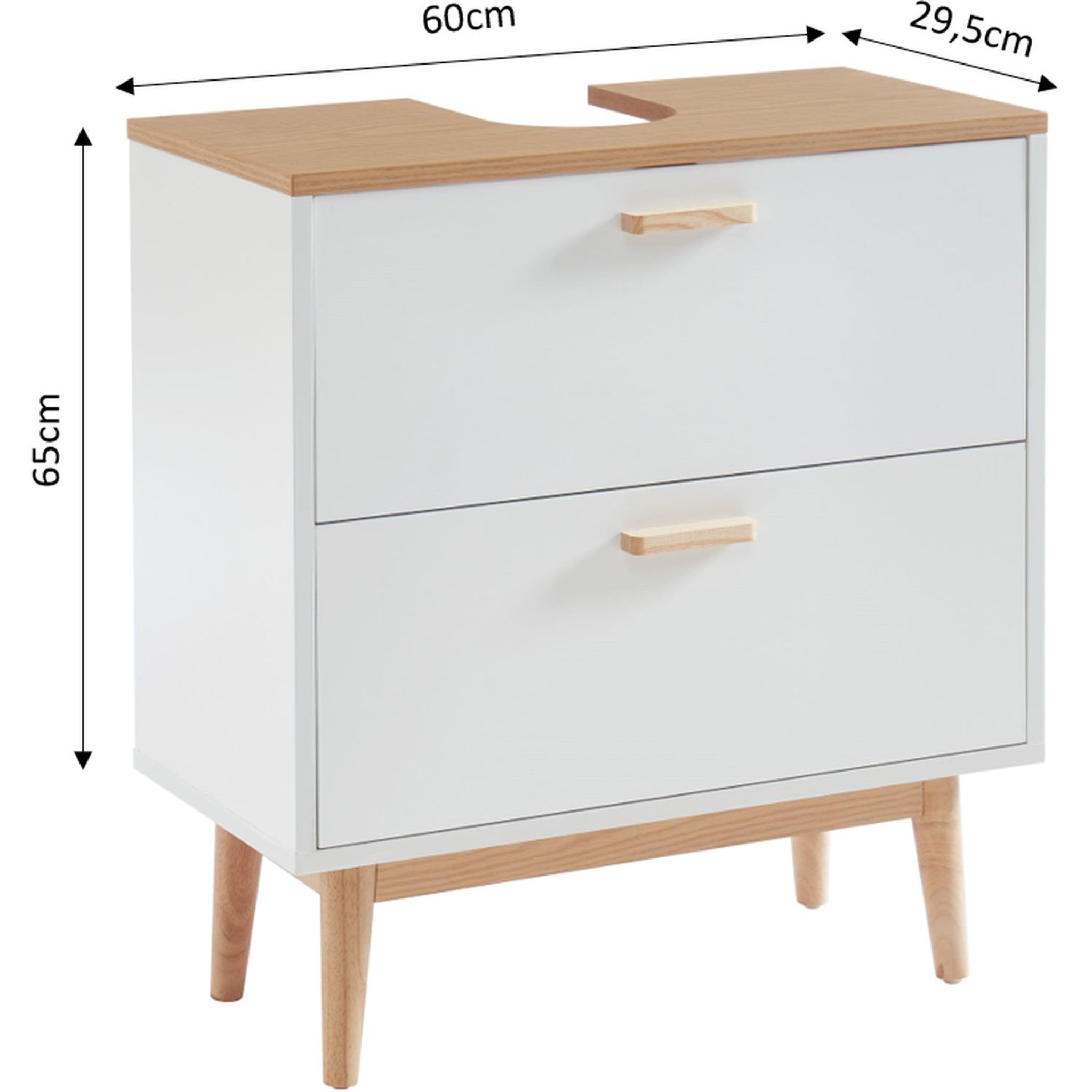 Voir la diapositive 7 : Meuble de salle de bain sous-vasque 2 tiroirs L60 cm LAGOA