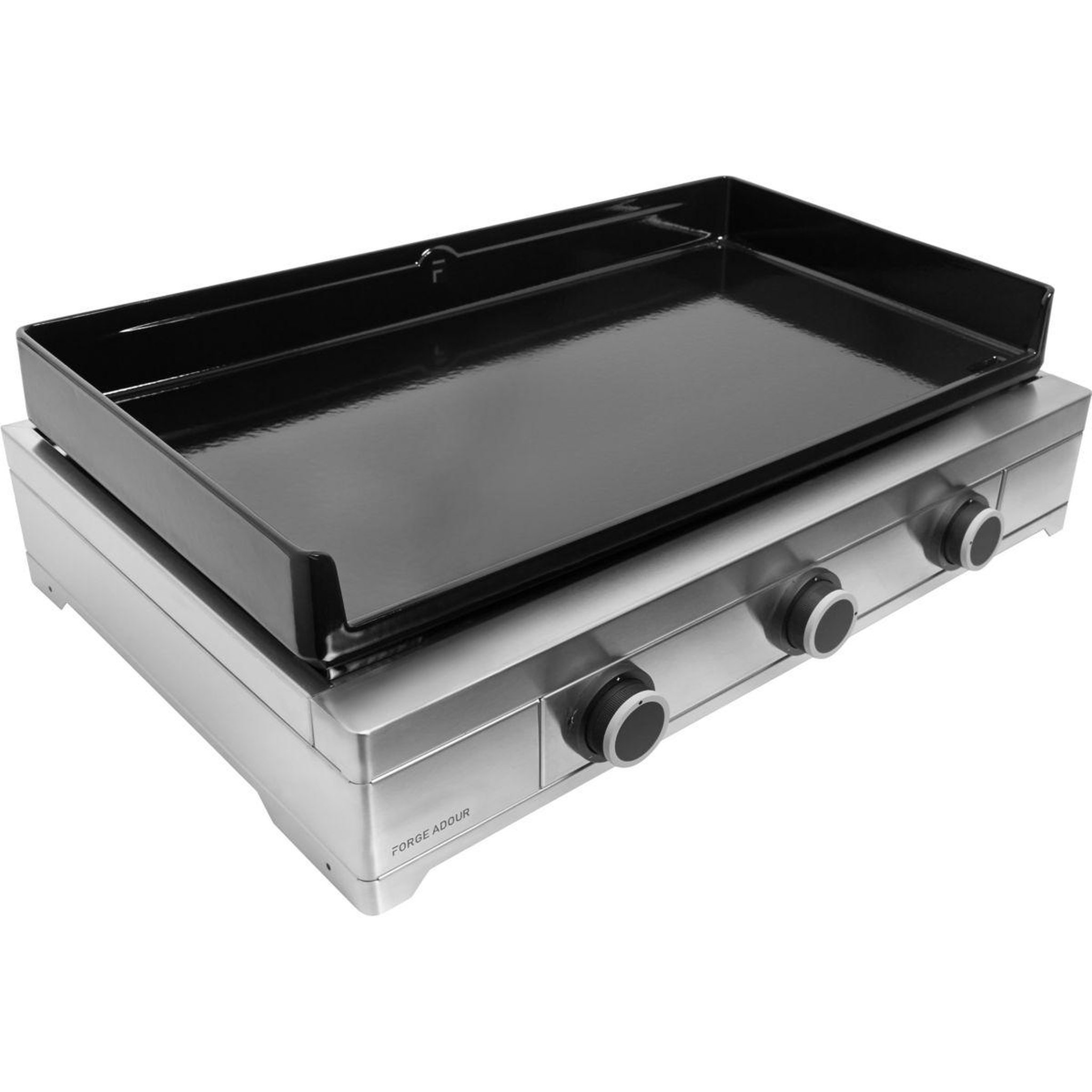 FORGE ADOUR Plancha gaz modern 75 inox 3 brûleurs à poser, 74.4x40.2 cm