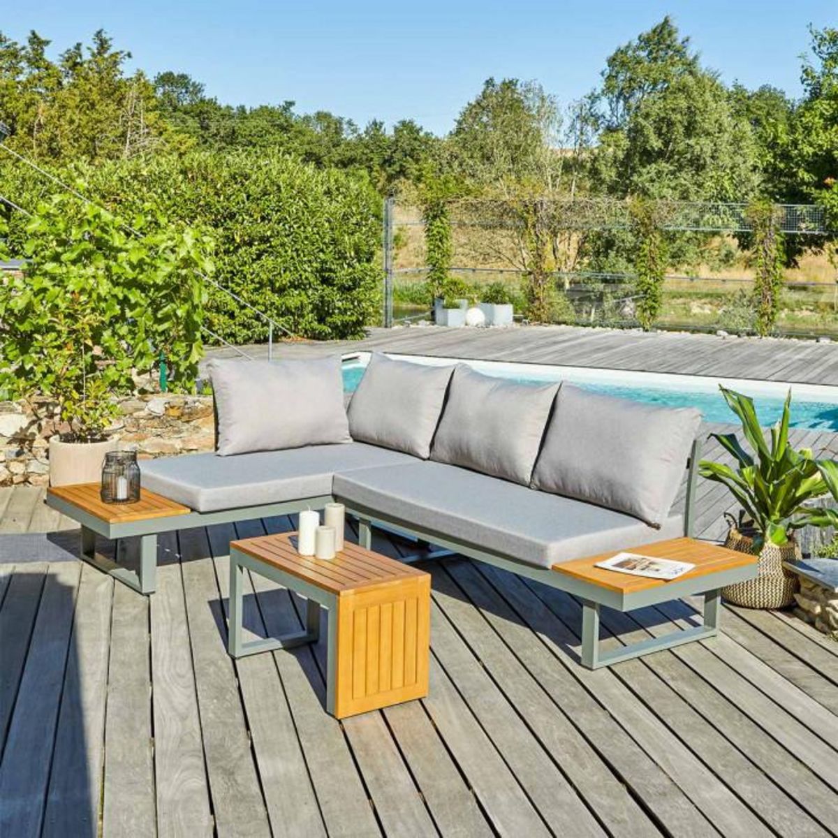 Paris Prix Salon de Jardin Modulable 4 Places  Tokyo  175cm Kaki