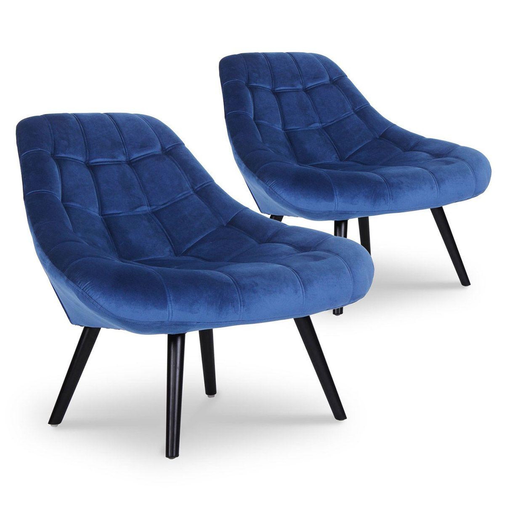 Voir la diapositive 1 : Paris Prix Lot de 2 fauteuils en velours  johan  102cm bleu