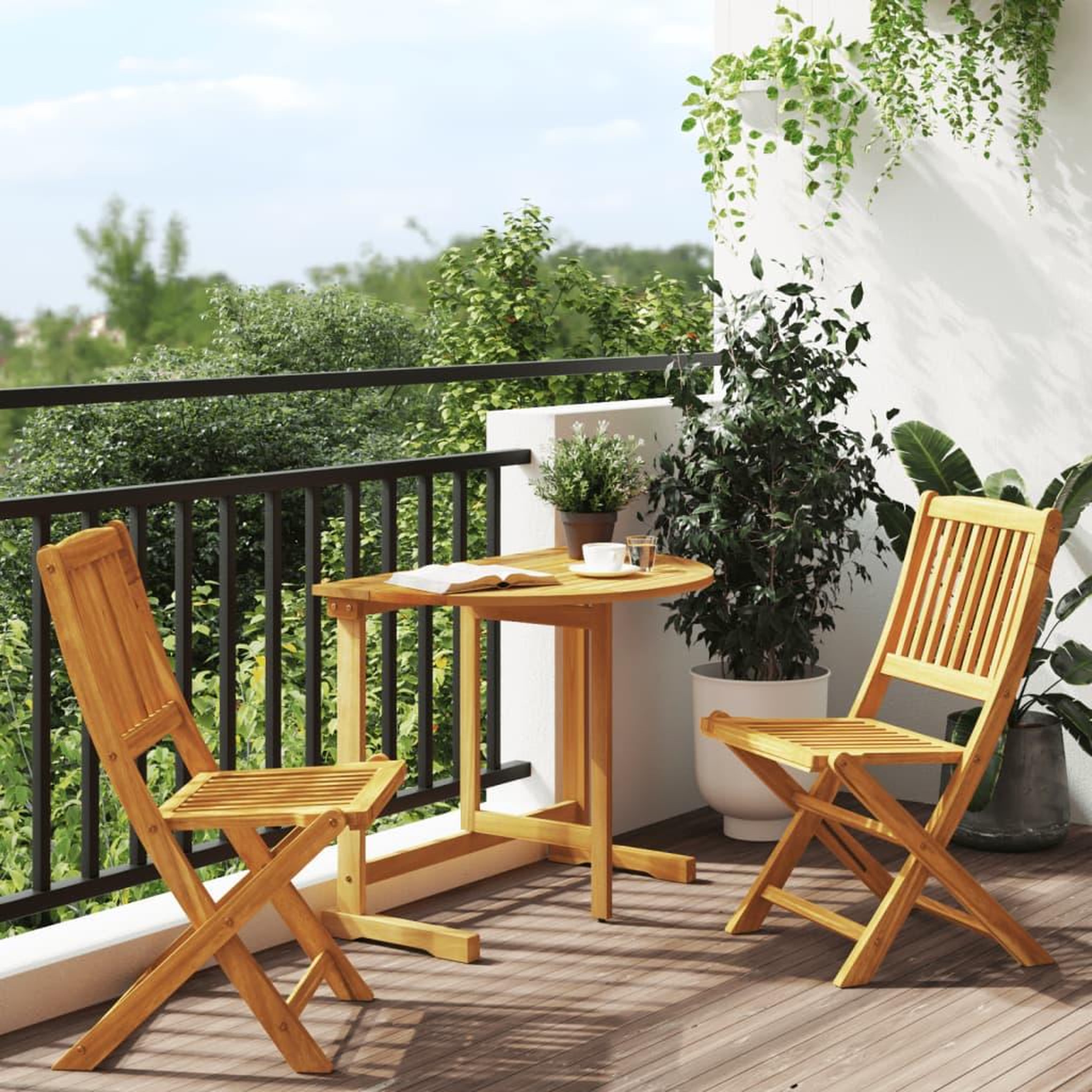 VIDAXL Ensemble a manger de jardin pliable 3 pcs bois d'acacia massif