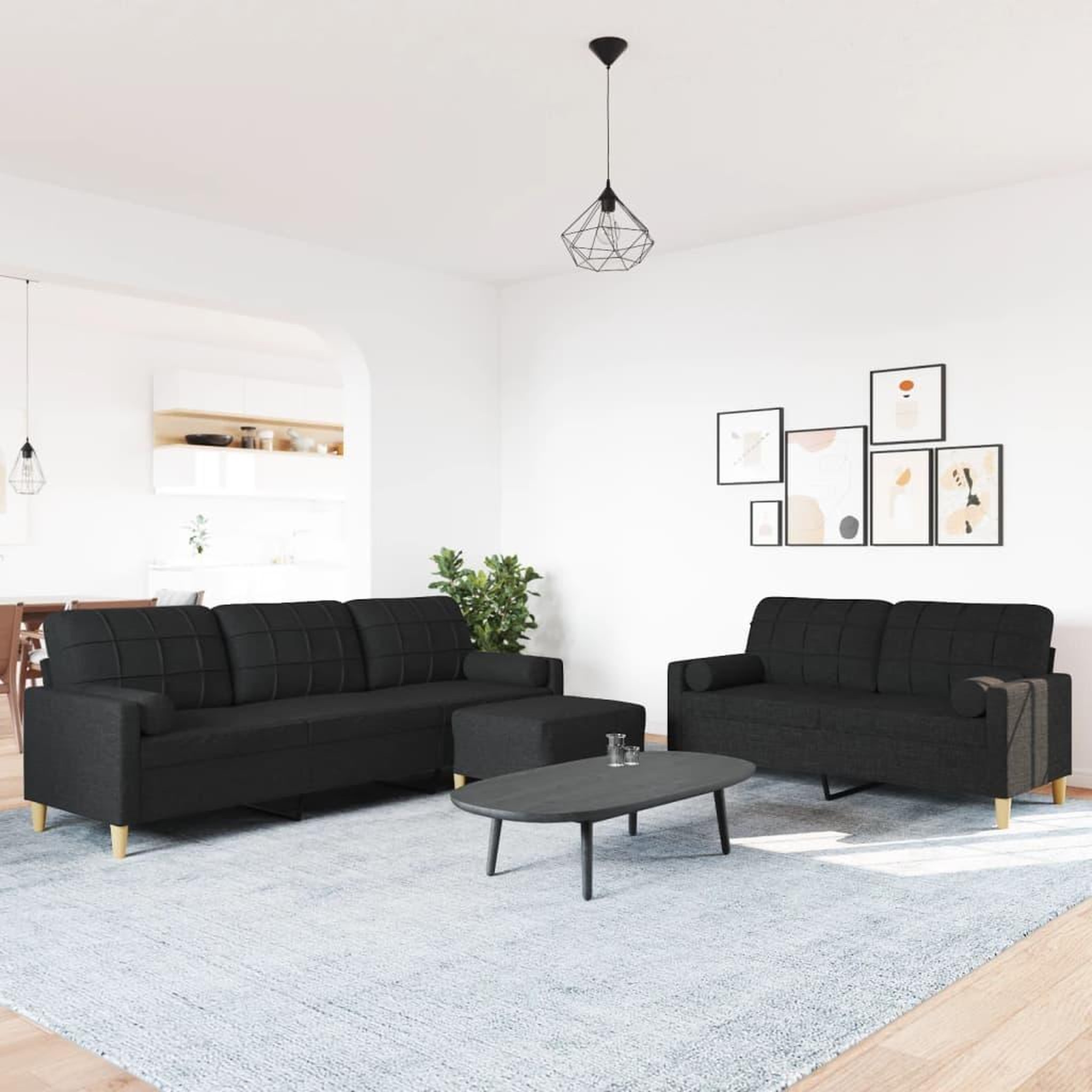 Voir la diapositive 3 : VIDAXL Ensemble de canapes 3 pcs repose-pied et coussins decoratifs