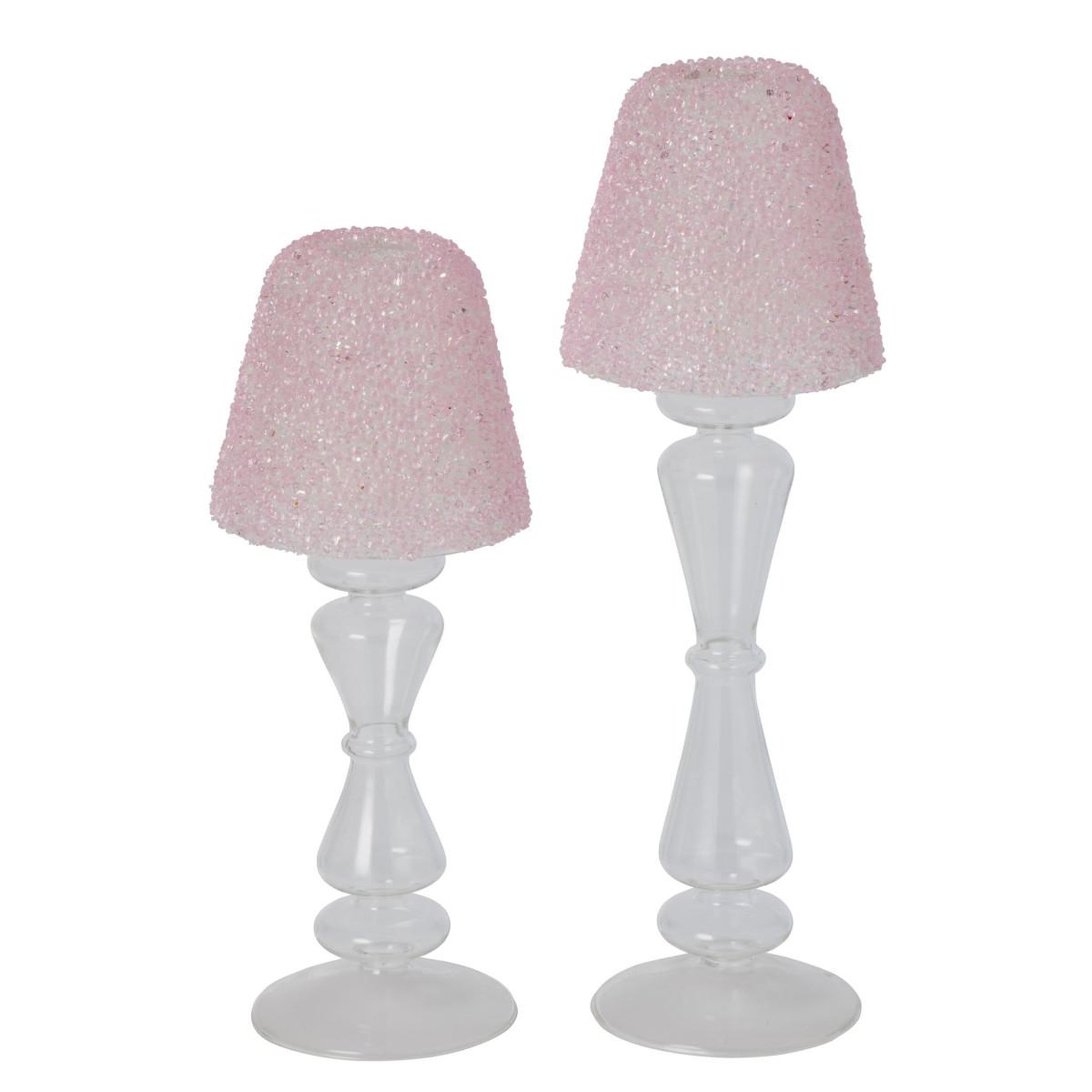 Voir la diapositive 3 : J-LINE Photophore Lampe en Verre  Silje  26cm Rose