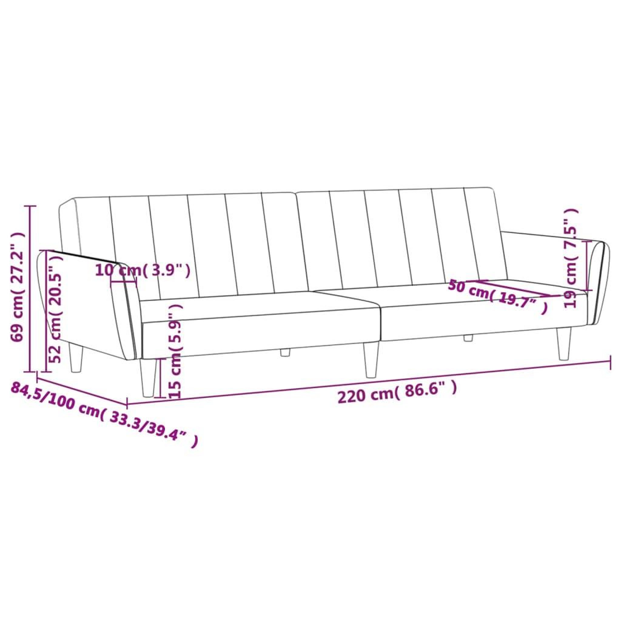 Voir la diapositive 6 : VIDAXL Canape-lit a 2 places gris fonce tissu