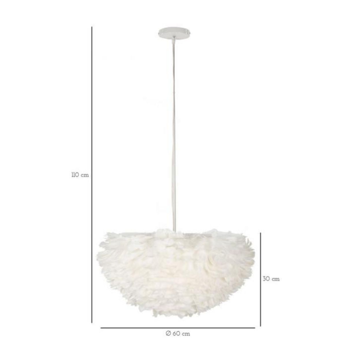Paris Prix Lampe Suspension Déco  Imitation Plume  60cm Blanc