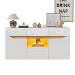 MERAX Buffet 2 porte(s) 4 tiroir(s) - 140 cm blanc led panneau de particules