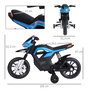 Voir la diapositive 3 : HOMCOM Moto électrique pour enfants 25 W 6 V 3 Km/h effets lumineux et sonores roulettes amovibles bleu