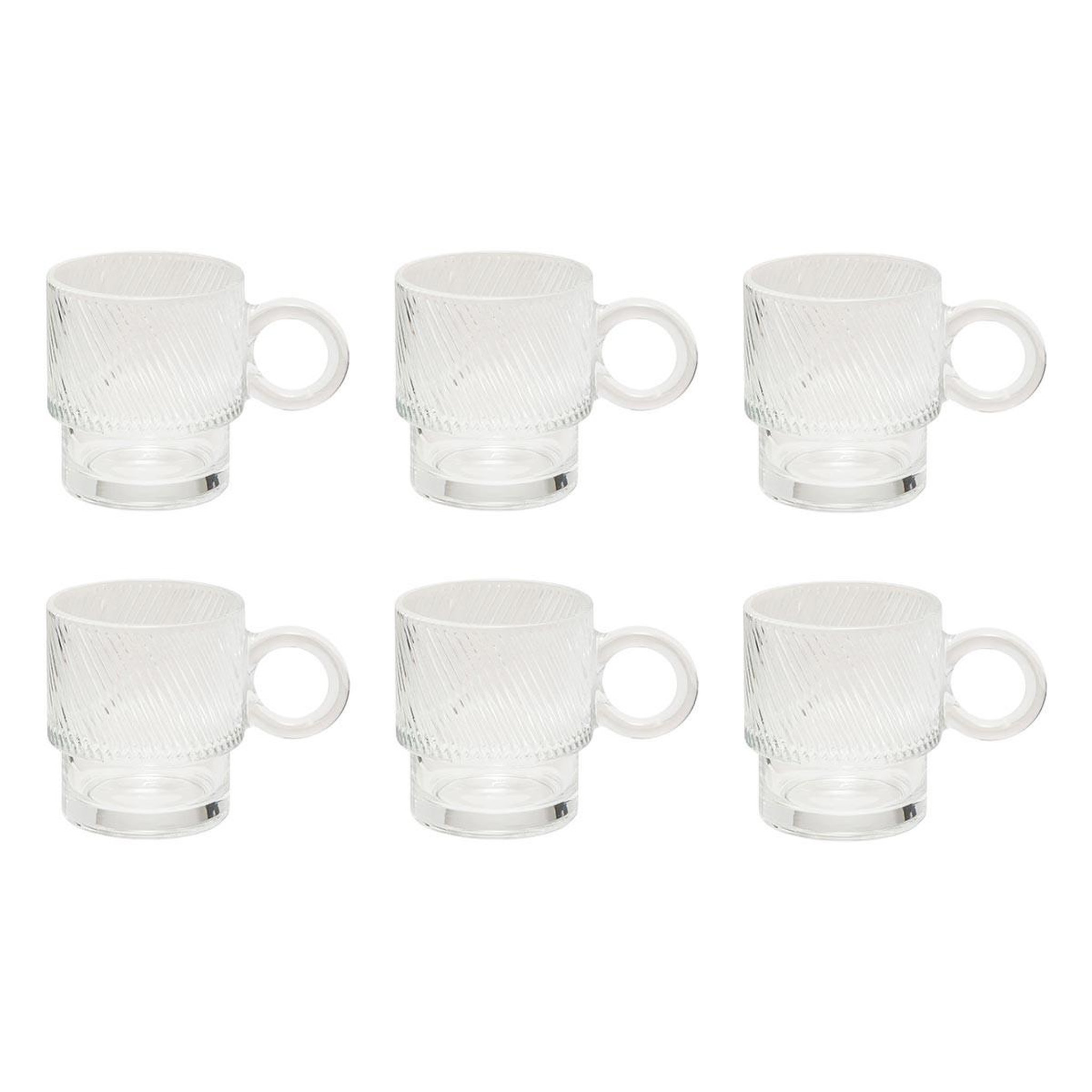 SECRET DE GOURMET Lot de 6 mugs en verre  lorène  30cl transparent