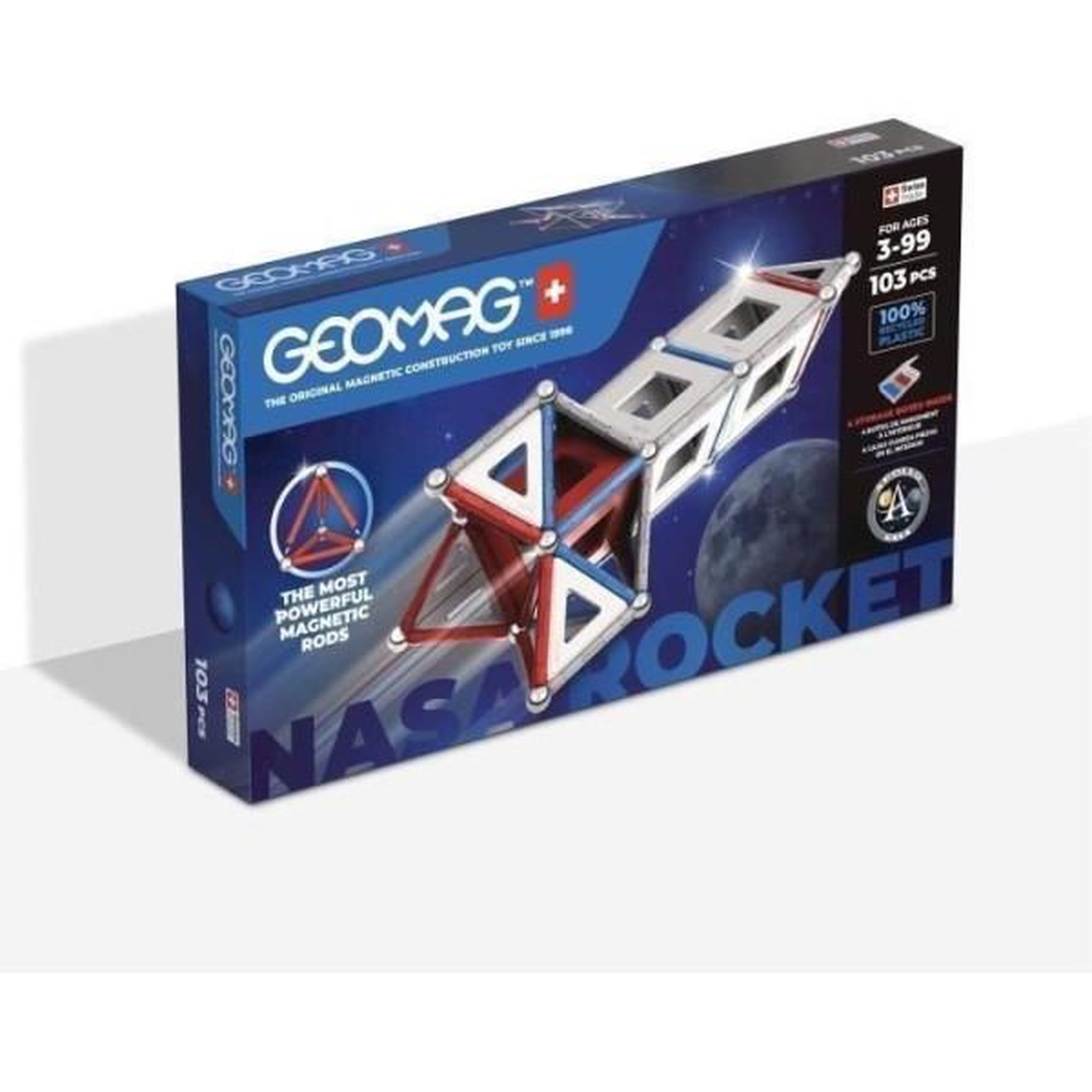 Geomag Jeu de construction magnétique - GEOMAG - Classic Panels - Fusée NASA - 103 pieces - Magnétique - Des 3 ans