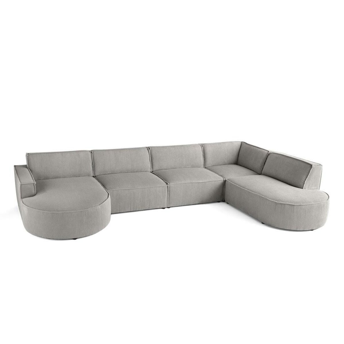 LISA DESIGN Spiaggia - canapé panoramique d'angle droit - 7 places - en velours côtelé