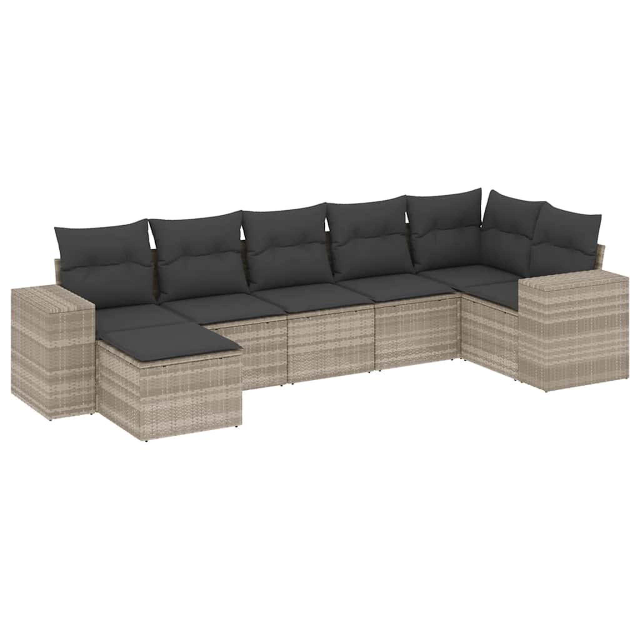 Voir la diapositive 2 : VIDAXL Salon de jardin avec coussins 7 pcs gris clair resine tressee