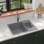 VIDAXL Evier de cuisine et deux lavabos trou de trop-plein Gris Granit