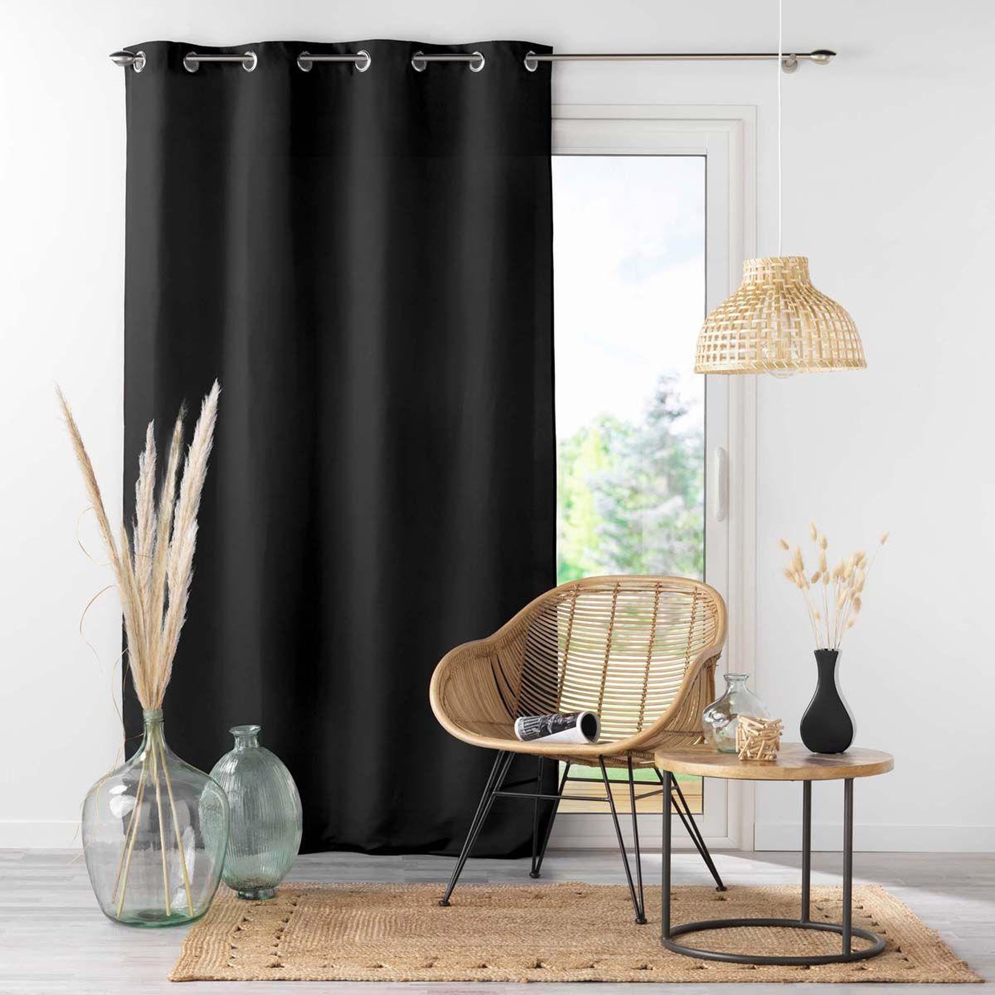 Douceur d'Intérieur Rideau à oeillets  absolu  140x280cm noir