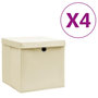Voir la diapositive 1 : VIDAXL Boîtes de rangement avec couvercles 4 pcs 28x28x28 cm Creme