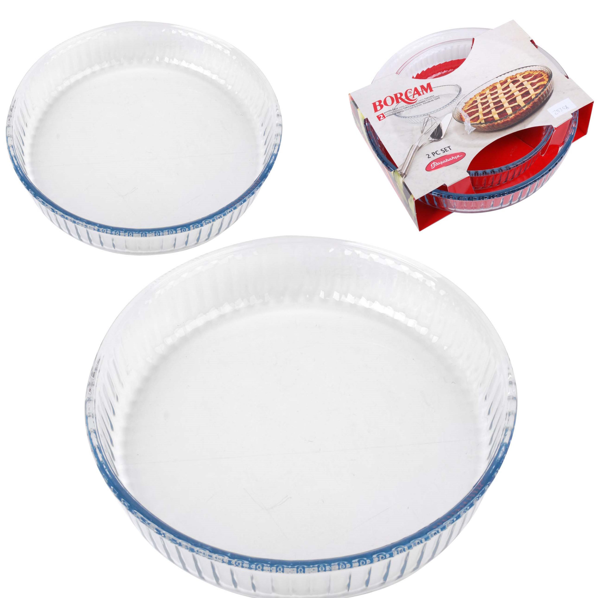 Lot de 2 Plats à four ronds en verre borosilicate