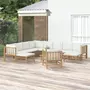VIDAXL Salon de jardin 12 pcs avec coussins blanc creme bambou