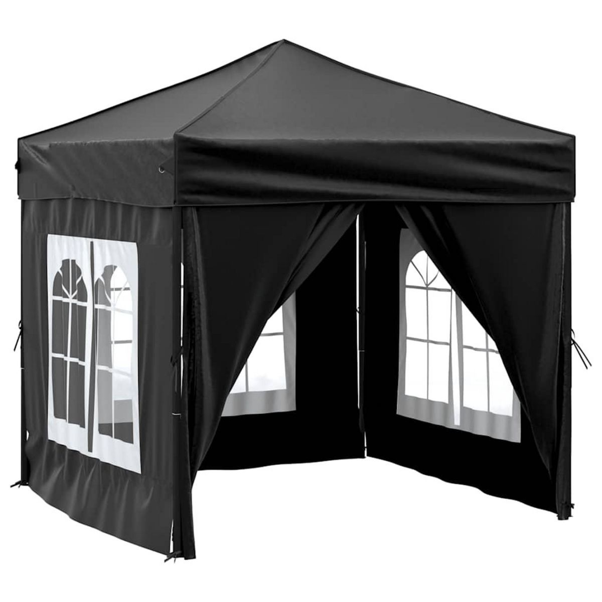 VIDAXL Tente de reception pliable avec parois Noir 2x2 m