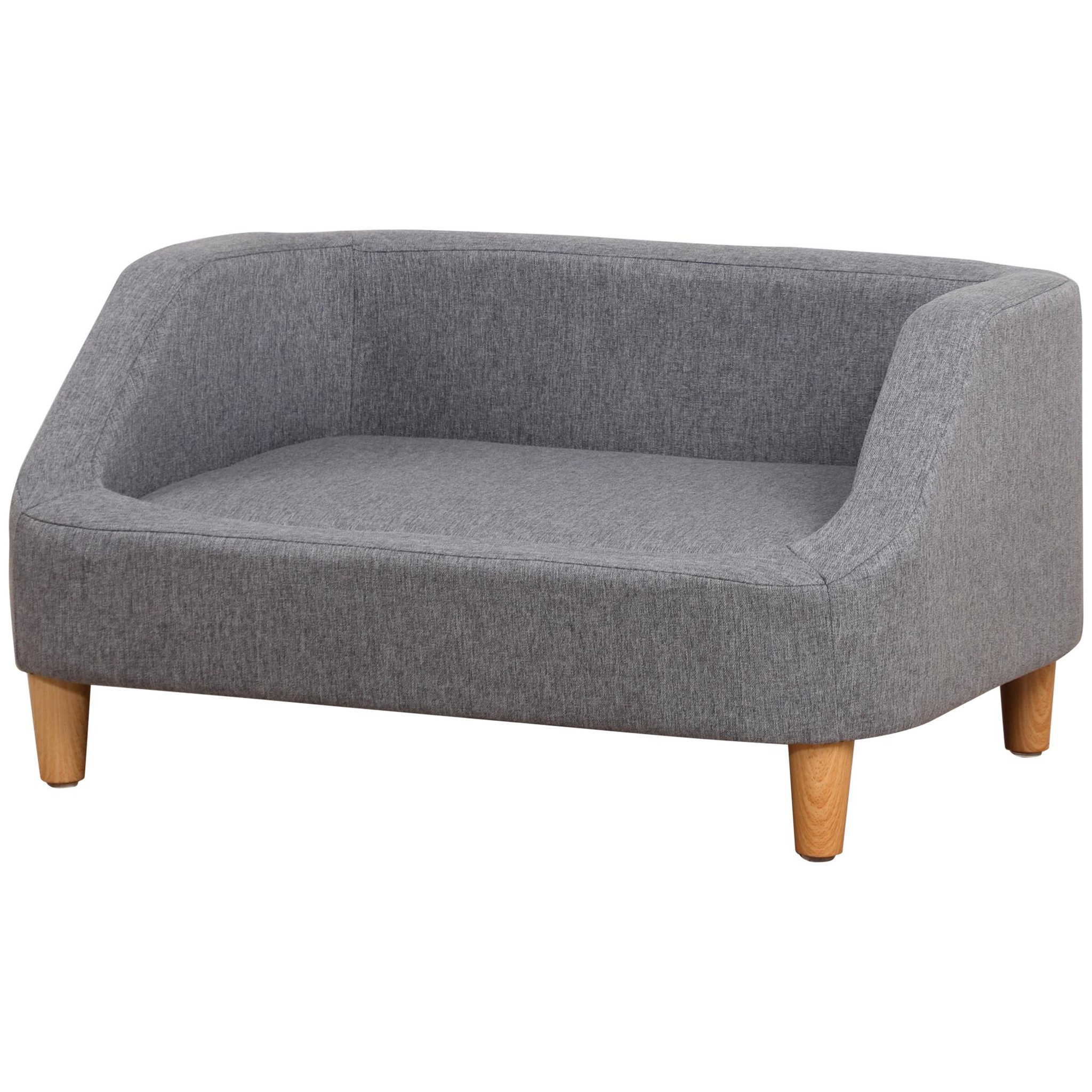 PAWHUT Canapé chien lit pour chien design scandinave déhoussable dim. 75l x 55l x 39h cm pieds bois tissu polyester gris
