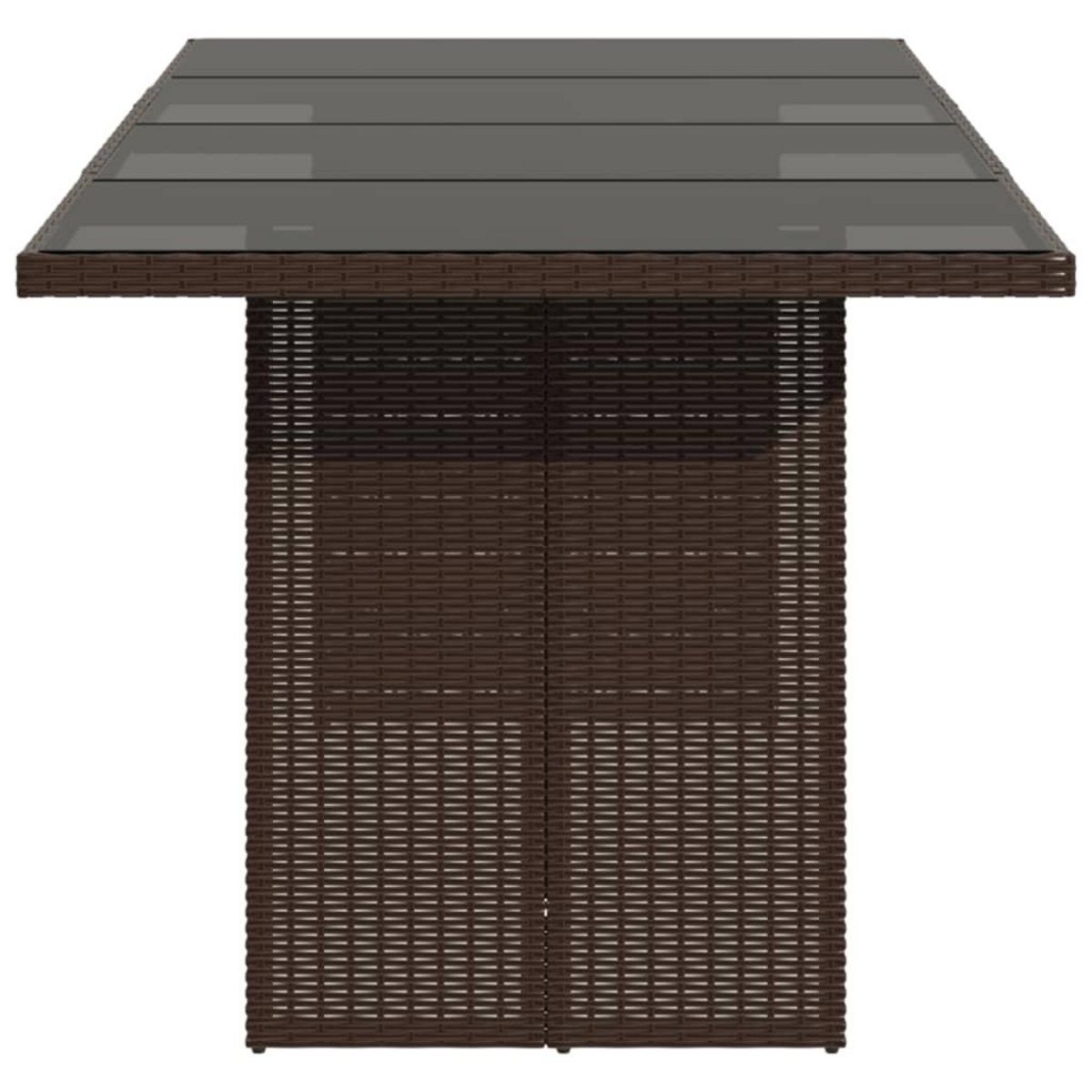 VIDAXL Table de jardin avec dessus en verre marron resine tressee