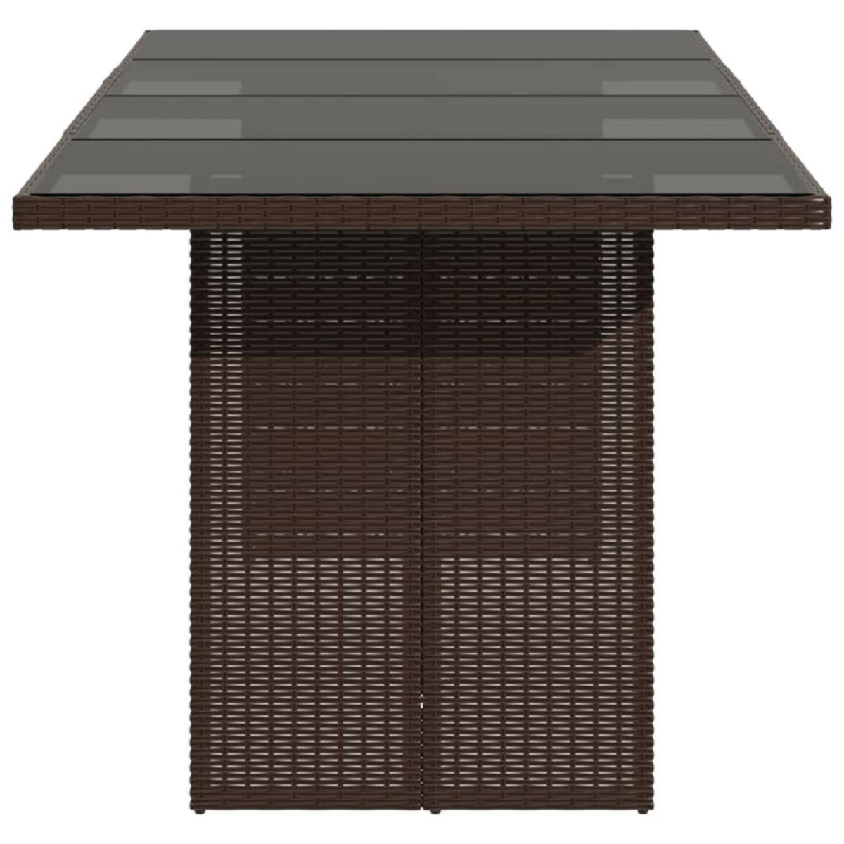 VIDAXL Table de jardin avec dessus en verre marron resine tressee