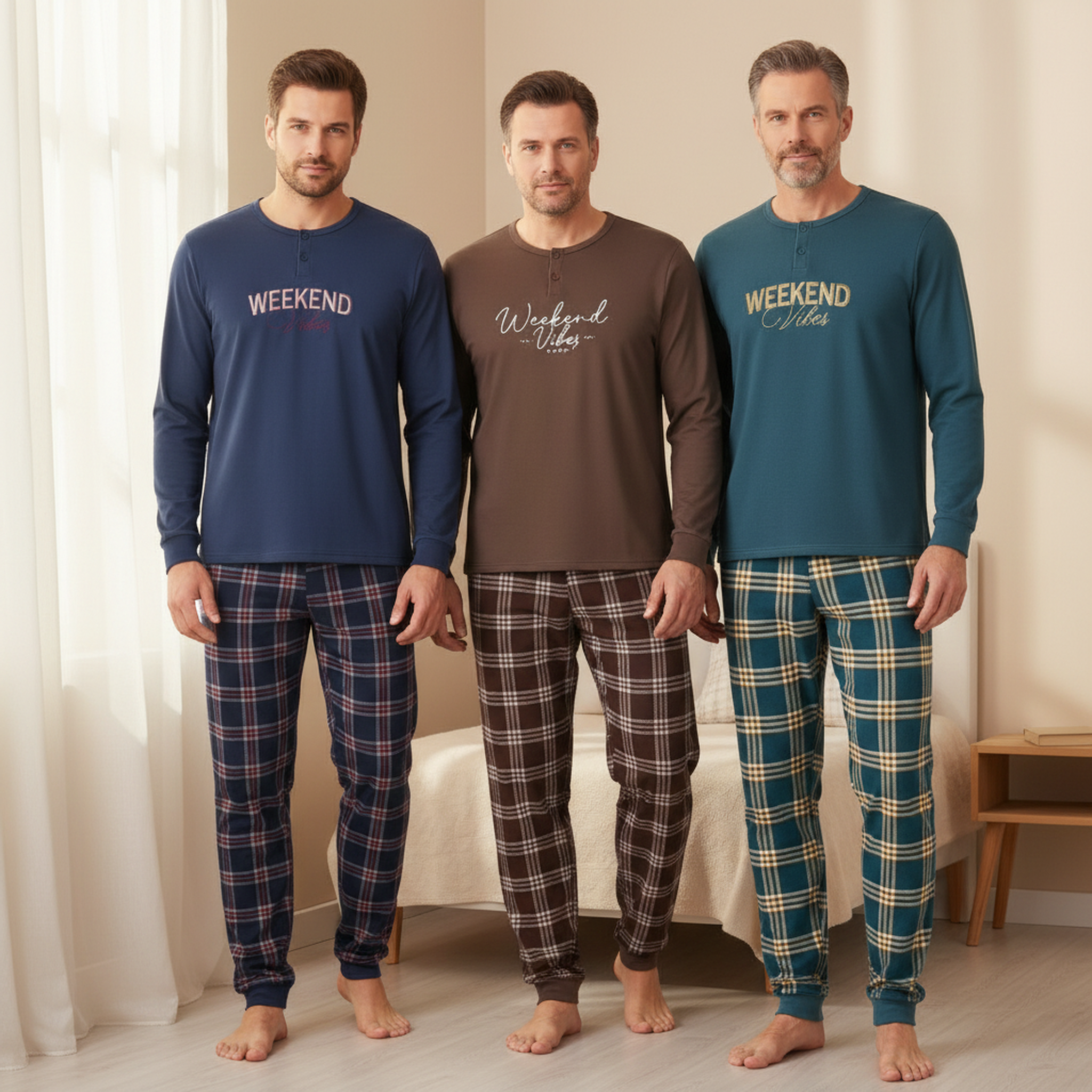 Voir la diapositive 2 : OZABI Ozabi ensemble pyjama homme doublé polaire pack de 3 coloris assortis