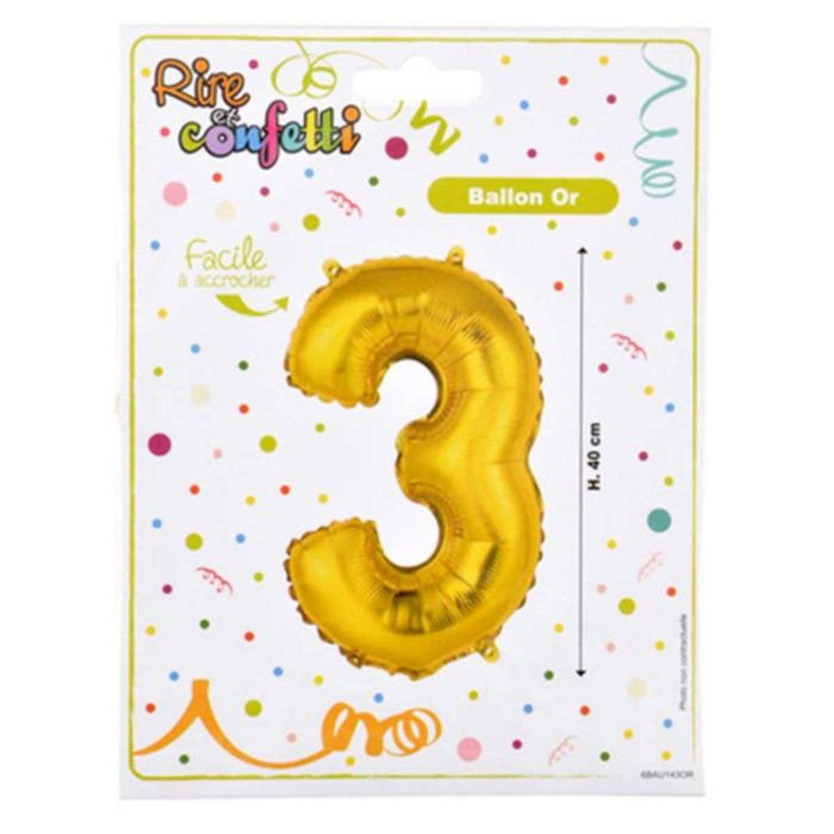 Paris Prix Ballon Gonflable Métallisé  Chiffre 3  40cm Or
