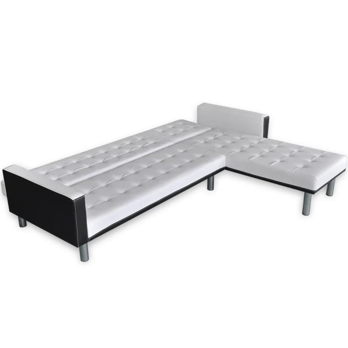 VIDAXL Canape-lit en forme de L similicuir blanc