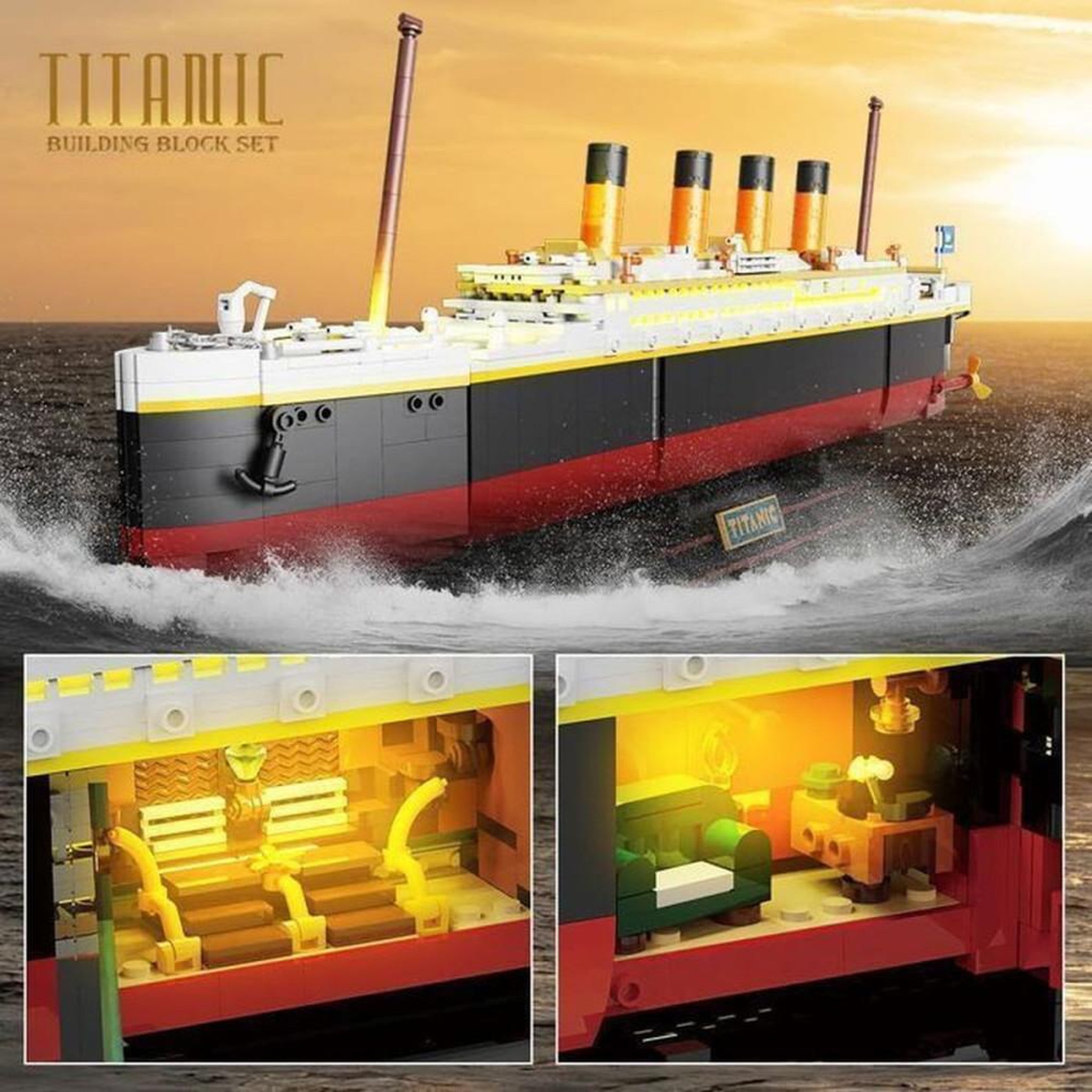 Voir la diapositive 5 : Kit de construction 2-en-1 Titanic INSOON avec éclairage LED, 1883 mini blocs ABS 3,6 mm, maquette d'épave