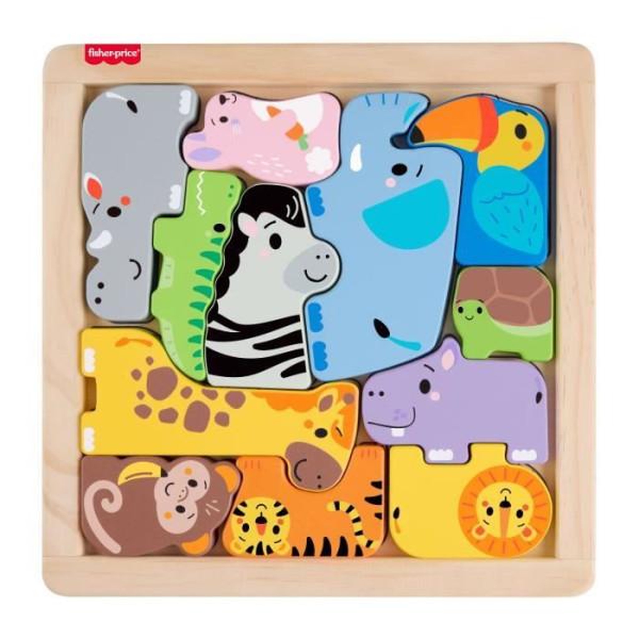 Voir la diapositive 2 : FISHER PRICE Fisher-Price - Puzzle Animaux en Bois - Tri de formes avec 13 pieces - Fisher-Price - JFG10