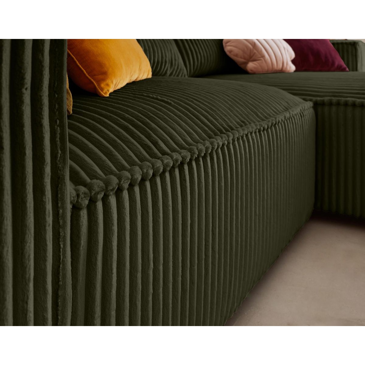 LISA DESIGN Ela - canapé d'angle droit - 4 places - en velours côtelé grosses côtes