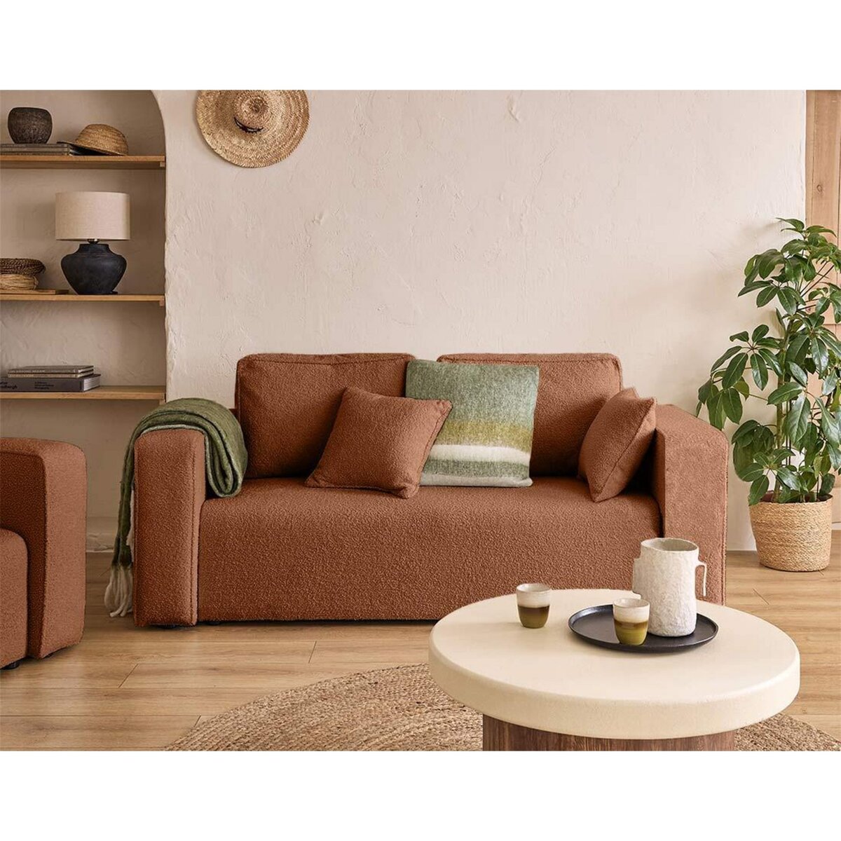 BEST MOBILIER Topaze - canapé droit 2 places - en tissu bouclette