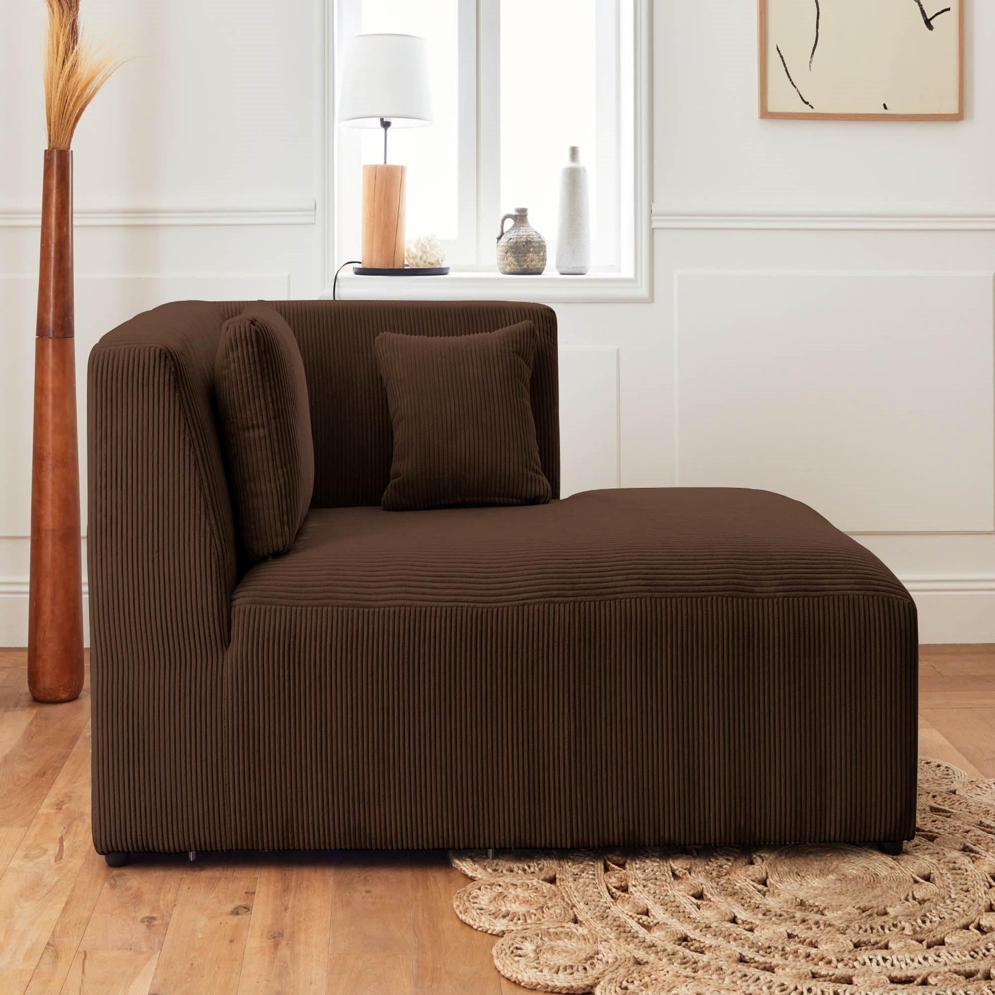 Voir la diapositive 6 : LISA DESIGN Victoire - canapé modulable d'angle droit - 5 places - en velours côtelé