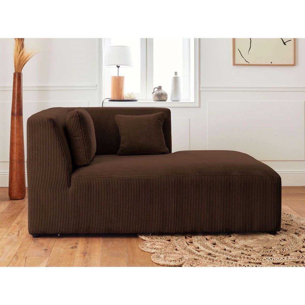 LISA DESIGN Victoire - canapé modulable d'angle droit - 5 places - en velours côtelé