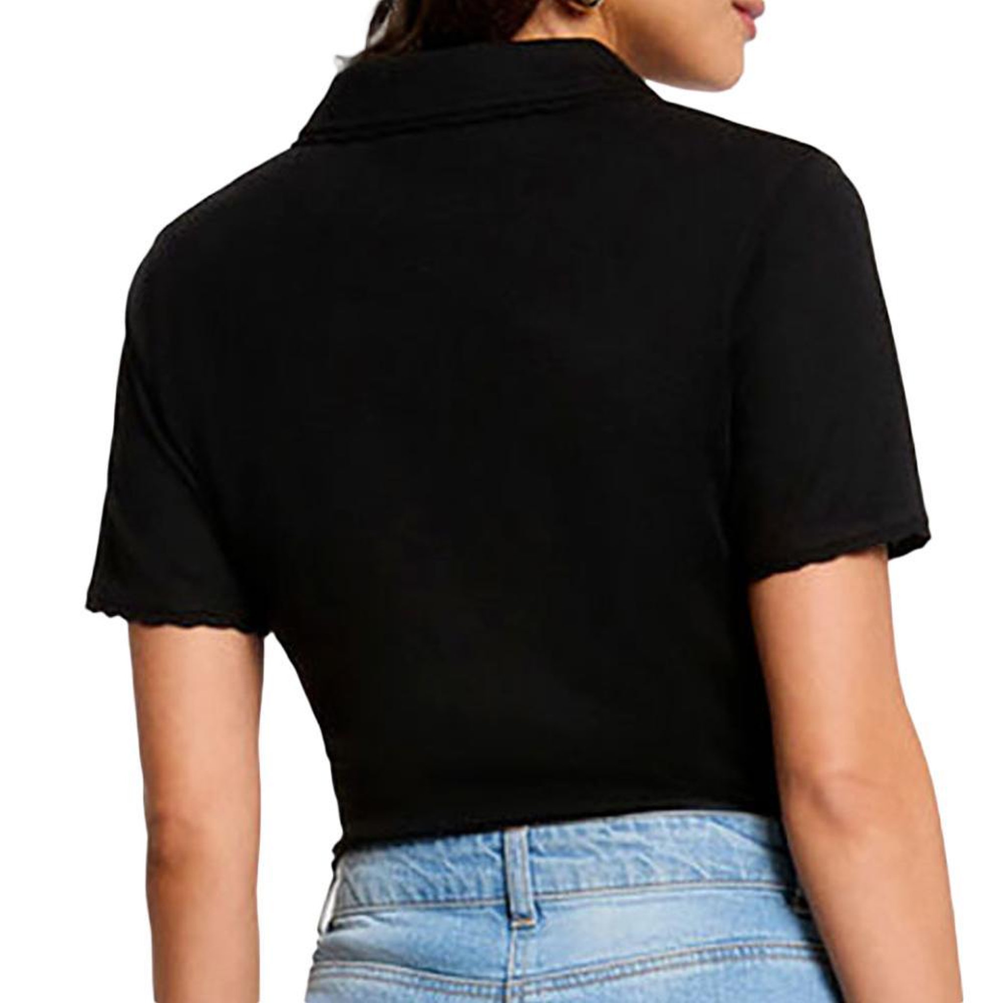 Voir la diapositive 4 : MORGAN Polo noir femme morgan broderie