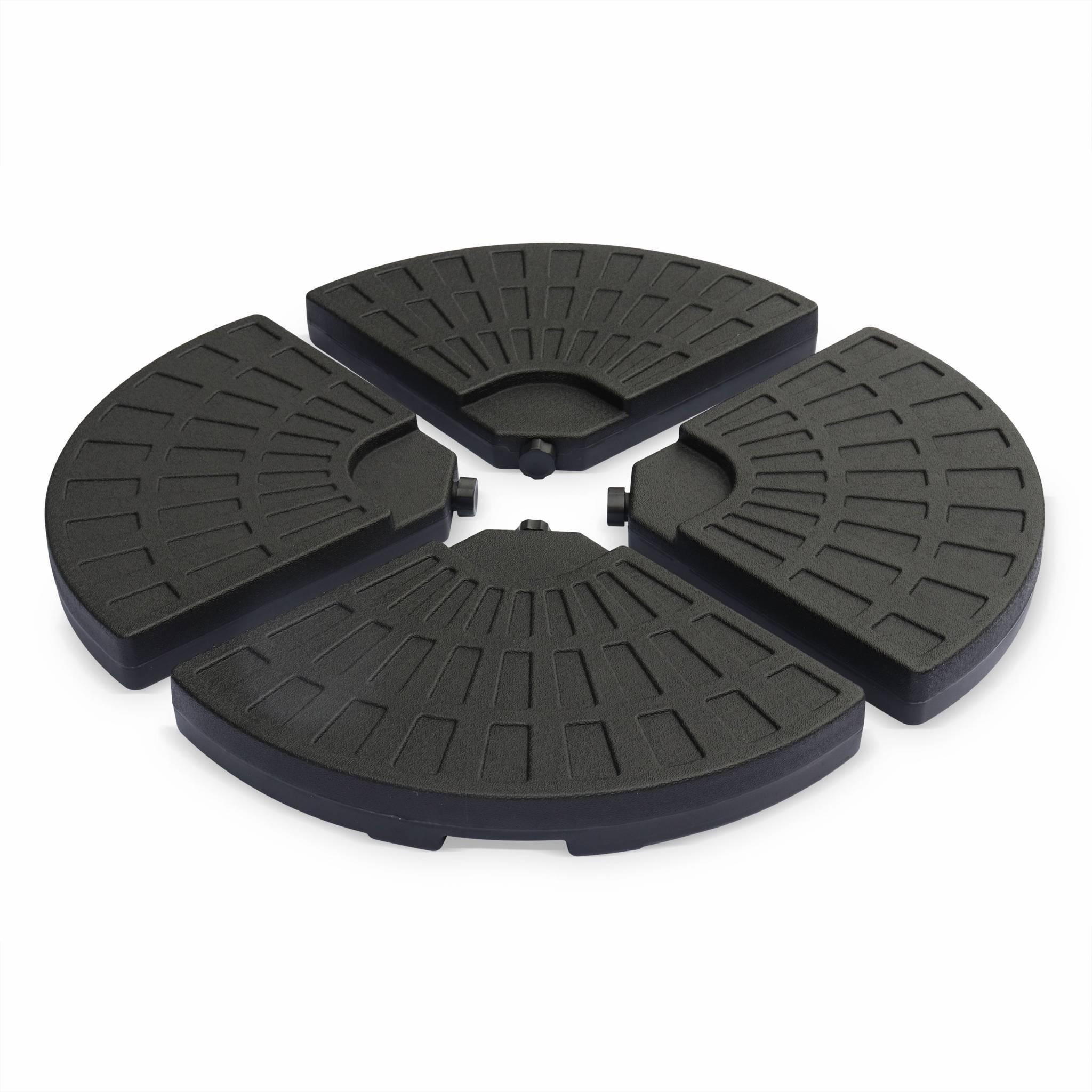 Voir la diapositive 1 : SWEEEK Lot de 4 dalles arrondies 48x48cm à lester - Pour parasol déporté avec pied type  croix . base. socle. poids