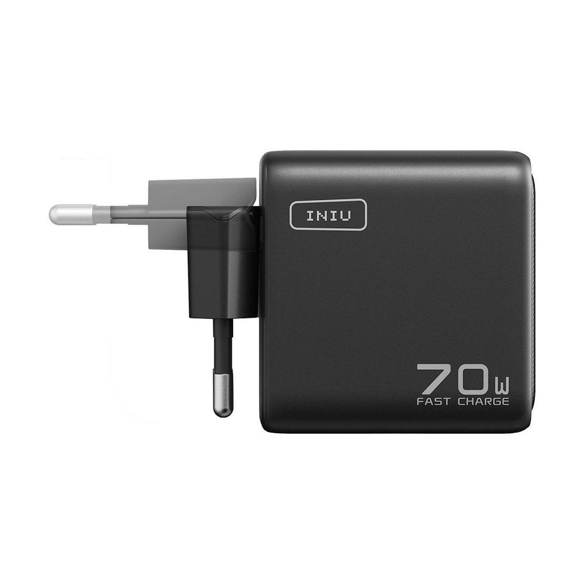 INIU Chargeur 70W pliable Leopard 2 USB-C + USB-A Noir