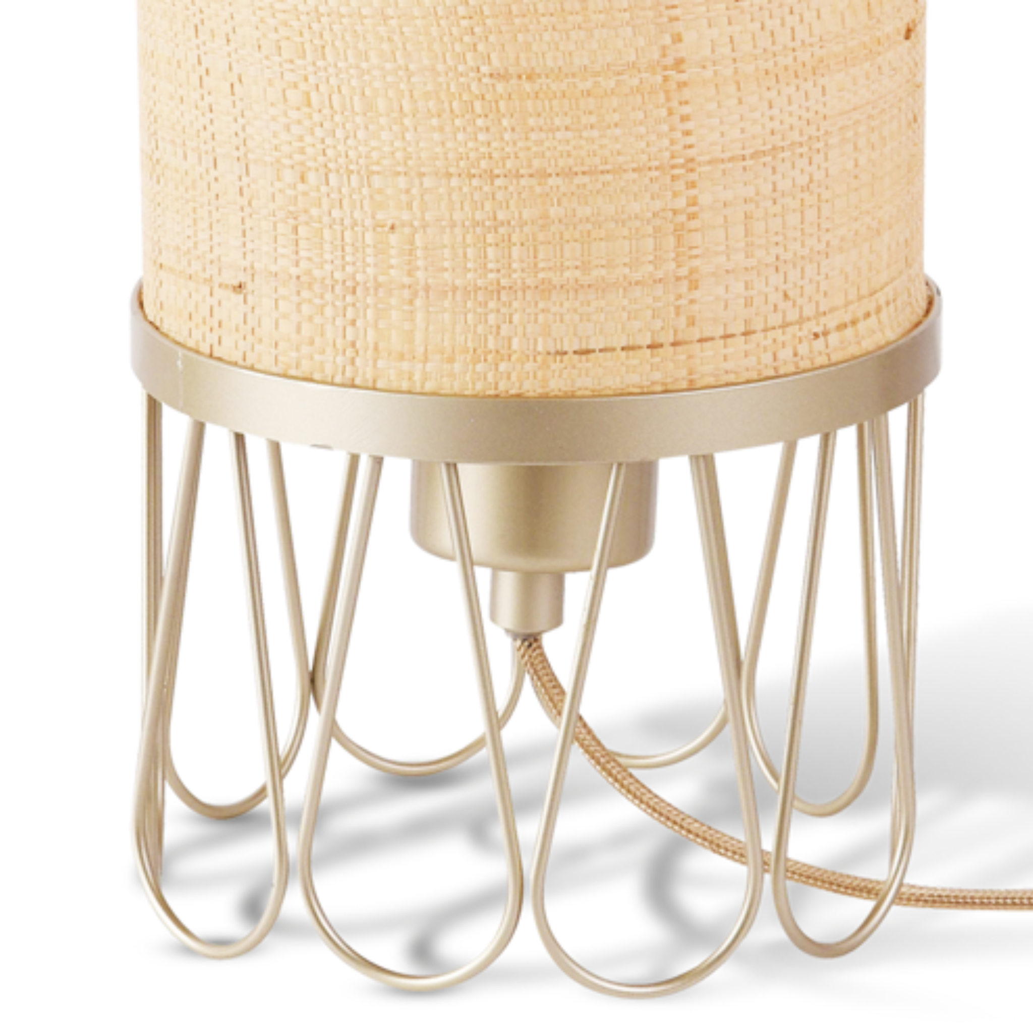 Voir la diapositive 5 : MAISON PAVANE Lampe à poser en rotin-Flore