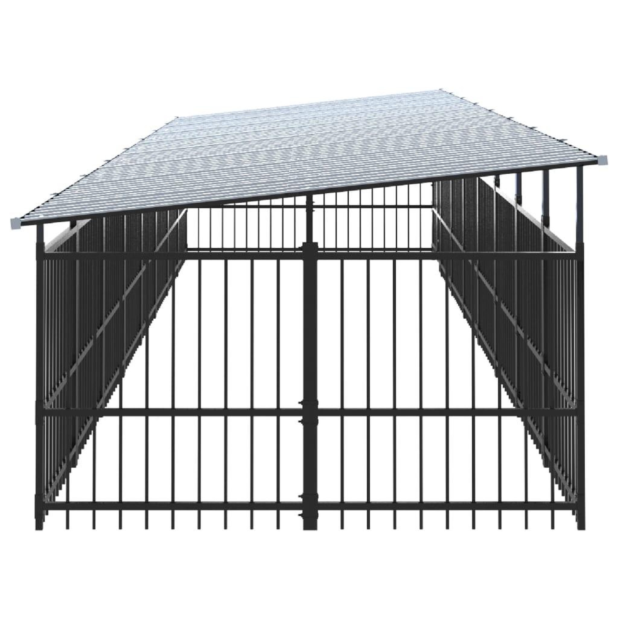 Voir la diapositive 4 : VIDAXL Chenil d'exterieur avec toit pour chiens Acier 15,02 m²