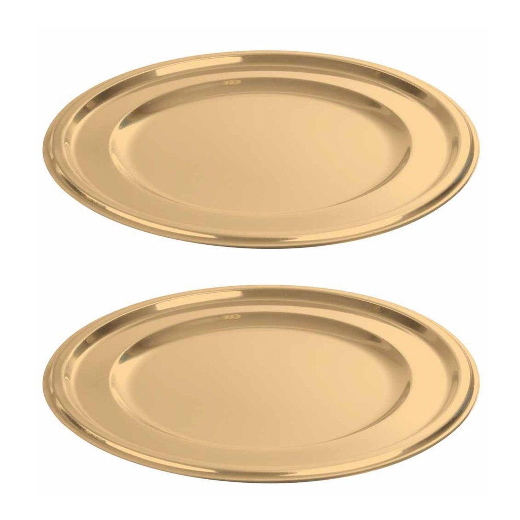 Voir la diapositive 1 : HOMEA Lot de 2 plateaux ronds  ilona  30cm or