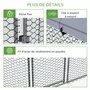 Voir la diapositive 6 : PAWHUT Enclos poulailler chenil 5 m² - parc grillagé dim. 2,8L x 2,45l x 2,46H m - entièrement couvert - acier oxford gris