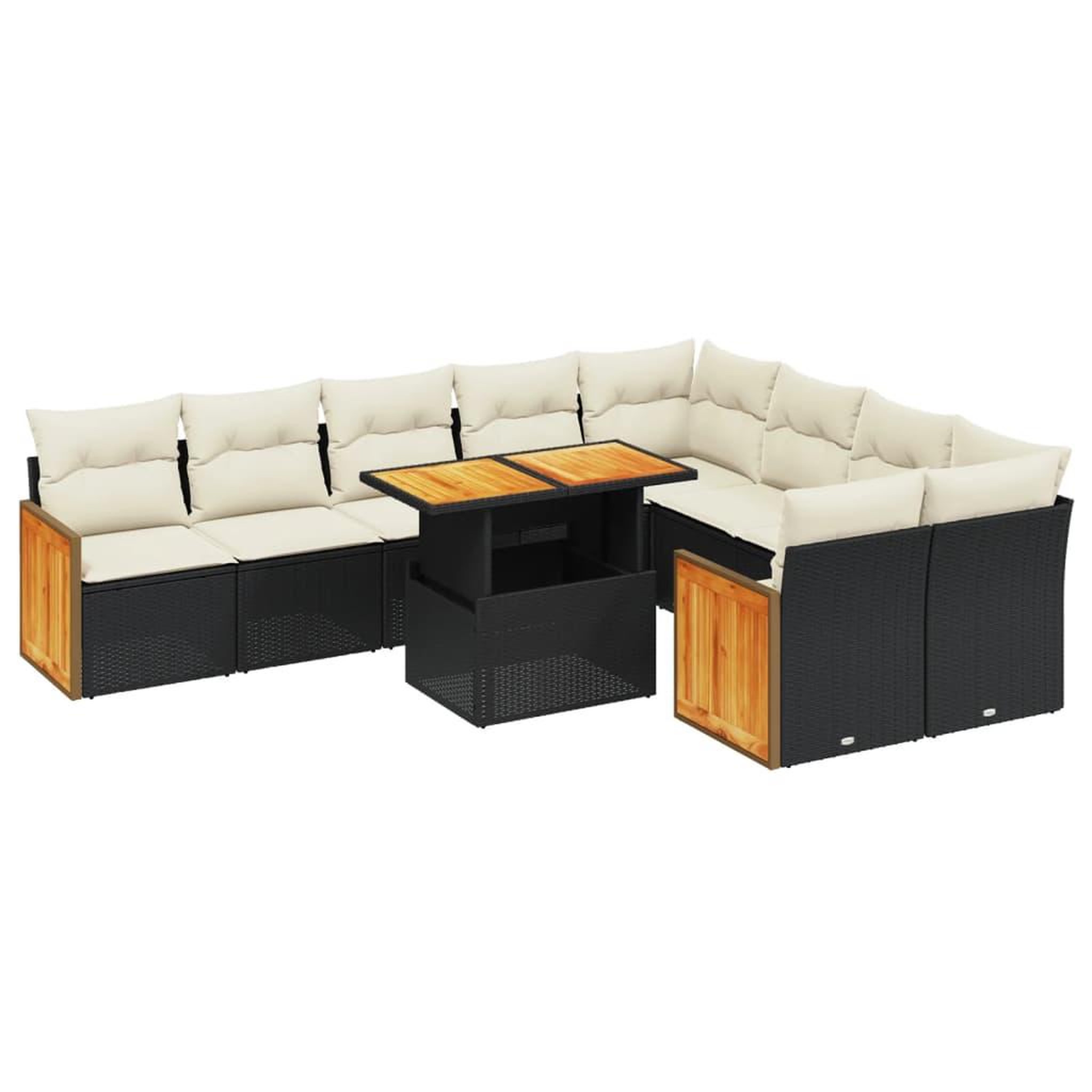 Voir la diapositive 2 : VIDAXL Salon de jardin 10 pcs avec coussins noir resine tressee