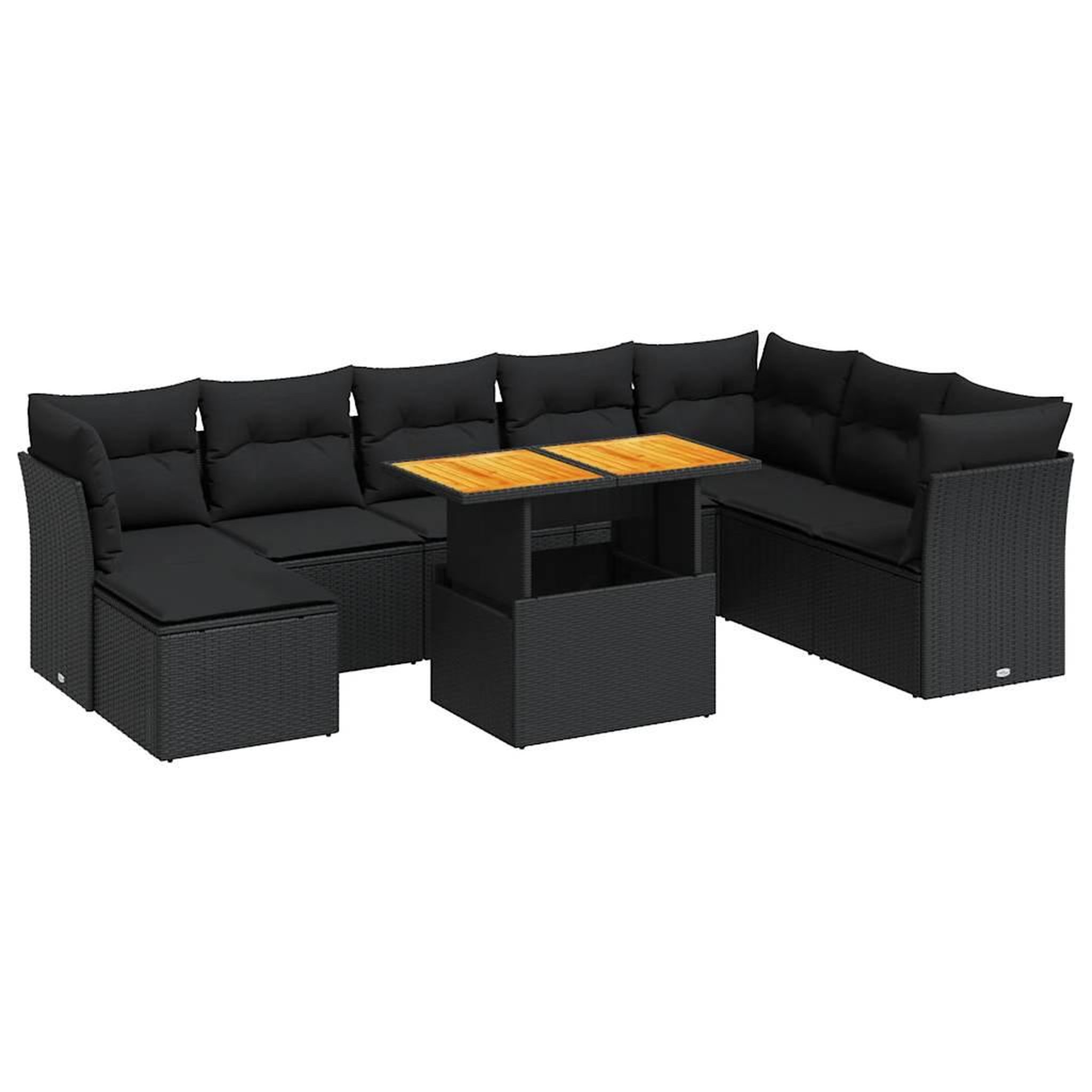 Voir la diapositive 2 : VIDAXL Salon de jardin 9 pcs avec coussins noir resine tressee