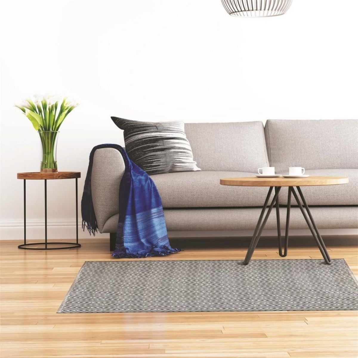 The Home Deco Factory Tapis rectangle losanges noir blanc 120x170 cm